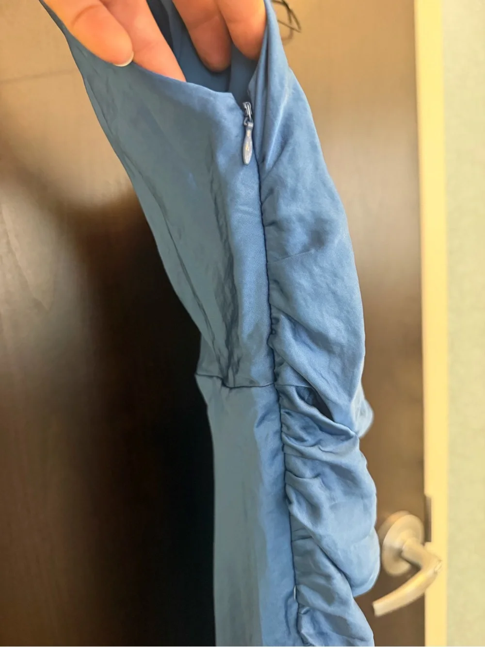 NWT Abercrombie & Fitch Blue Cowl Neck Maxi Dress with High Slit Size XS Petite